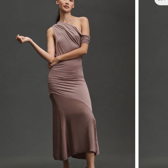 Anthropologie Mauve One-Shoulder Midi Dress - Picture 1 of 5